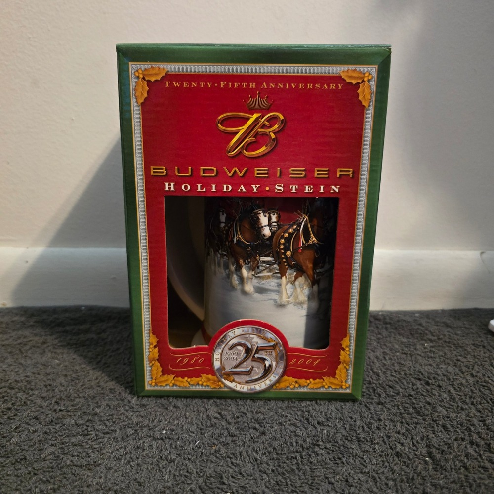 Budweiser Holiday Stein 25th Anniversary 2004 CS608 Clydesdales Mug Red Box COA - Picture 7 of 7